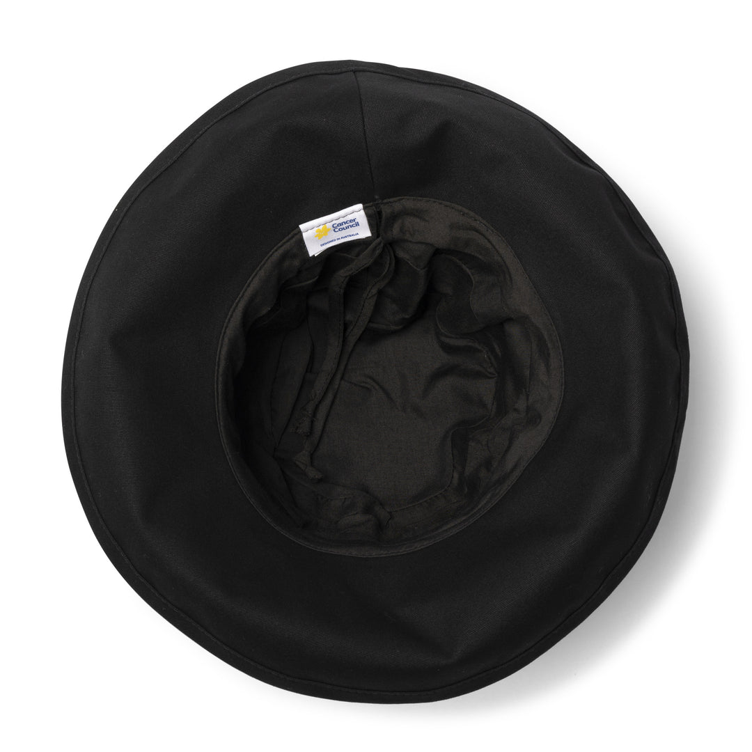 Cancer Council | Essential Traveller Hat - Under Brim | Black | UPF50+ Protection