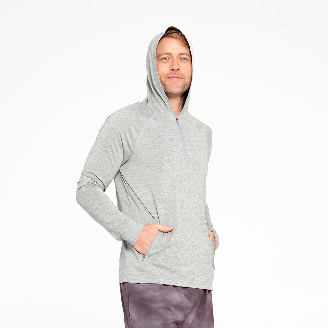 Cancer Council | Mens Active Hood - Front Hood | Grey Marle | UPF50+ Protection