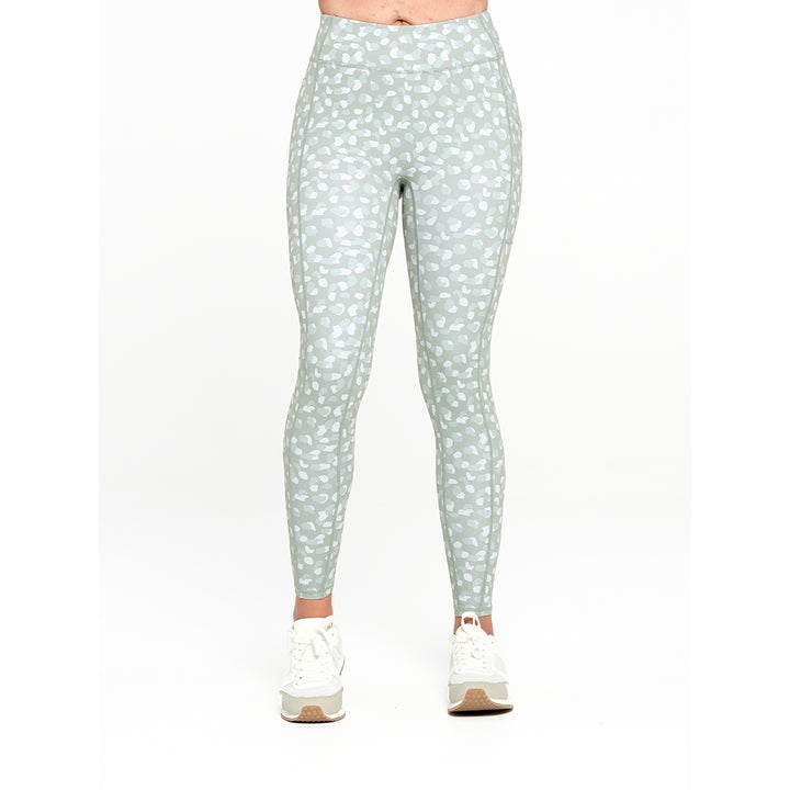 Cancer Council | Womens Pattern Legging - Front | Green | UPF50+ Protection