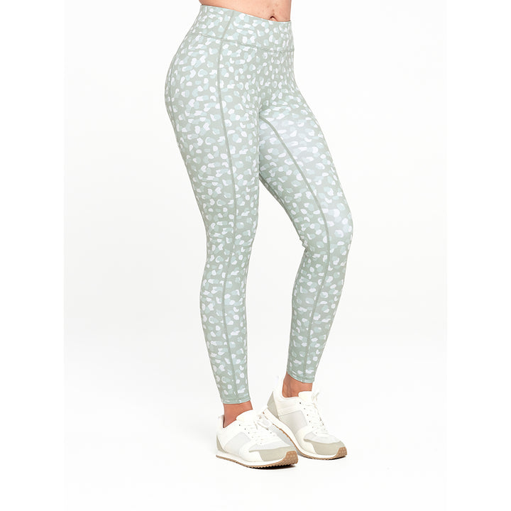 Cancer Council | Womens Pattern Legging - Angle | Green | UPF50+ Protection