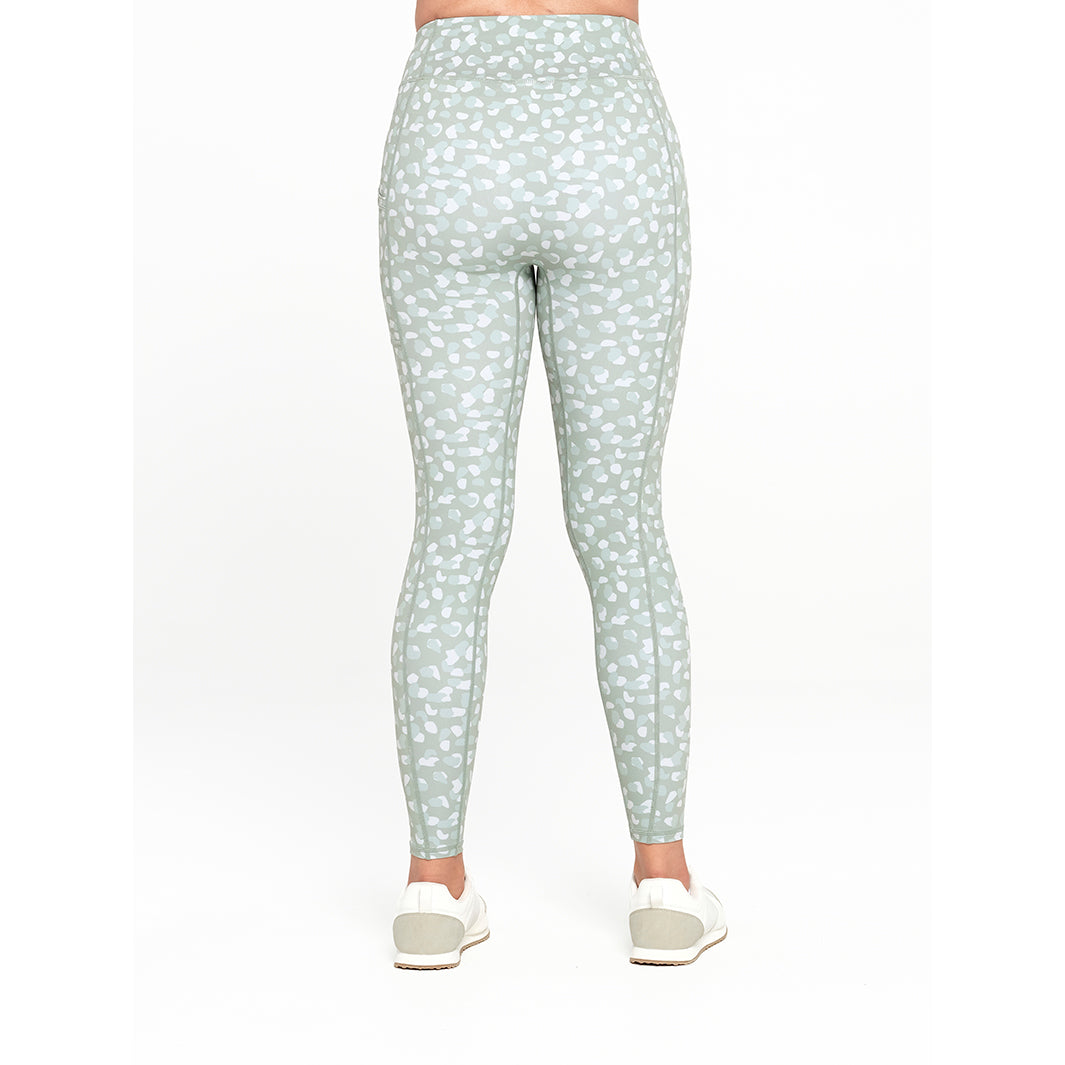 Cancer Council | Womens Pattern Legging - Back | Green | UPF50+ Protection