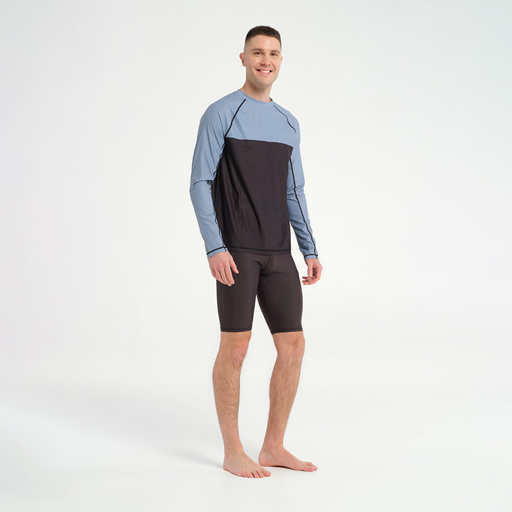 Cancer Council | Mens Blocked Long Sleeve Rashie - Lifestyle | Phantom | UPF50+ Protection