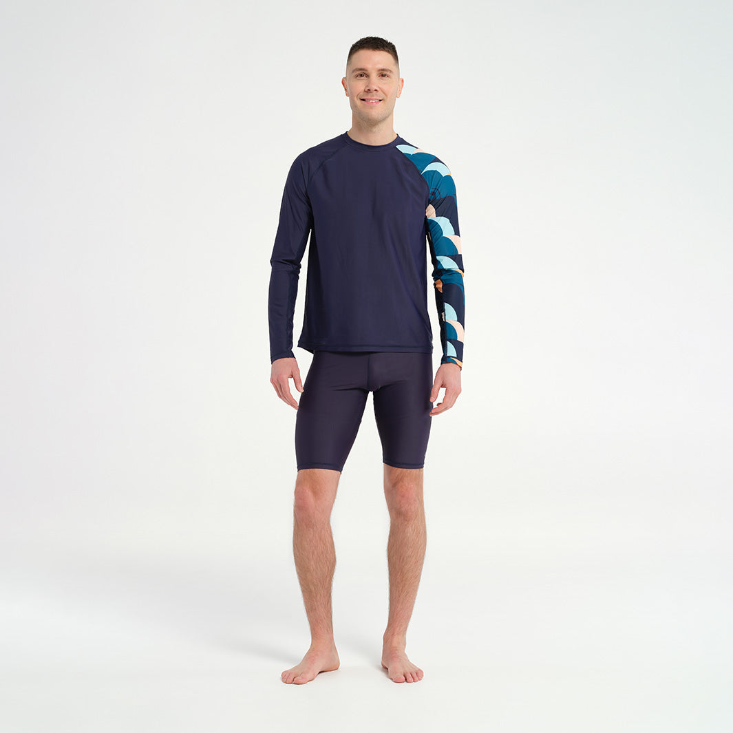 Cancer Council | Mens Wave Break Long Sleeve Rashie - Lifestyle | Peacoat | UPF50+ Protection