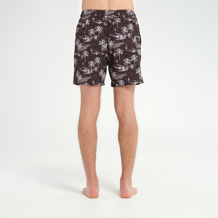 Cancer Council | Mens Island  Spray Boardshorts - Back | Phantom | UPF50+ Protection