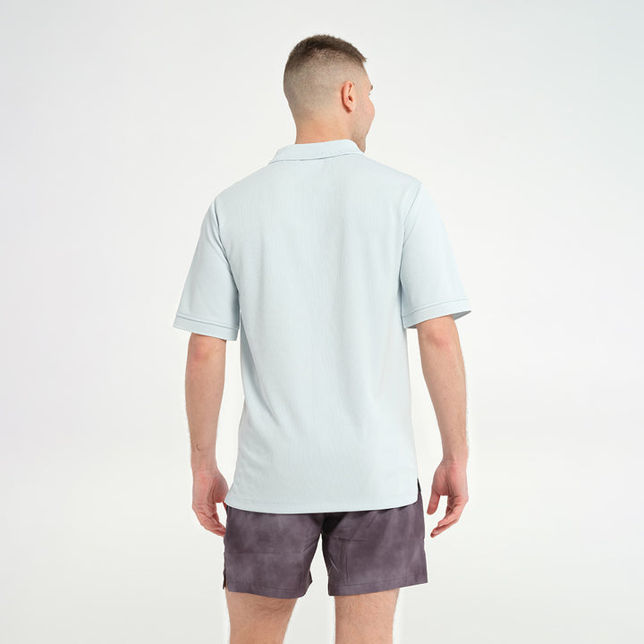 Cancer Council | Mens Short Sleeve Polo - Back | Sky Blue | UPF50+ Protection