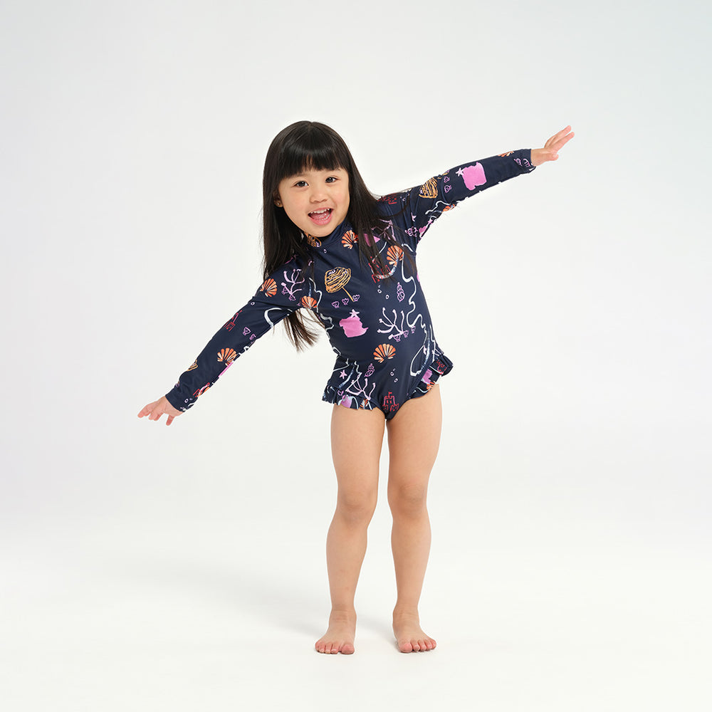 Cancer Council | 
Toddler Coral Reef LS Paddle Suit - Flying |  UPF50+ Protection