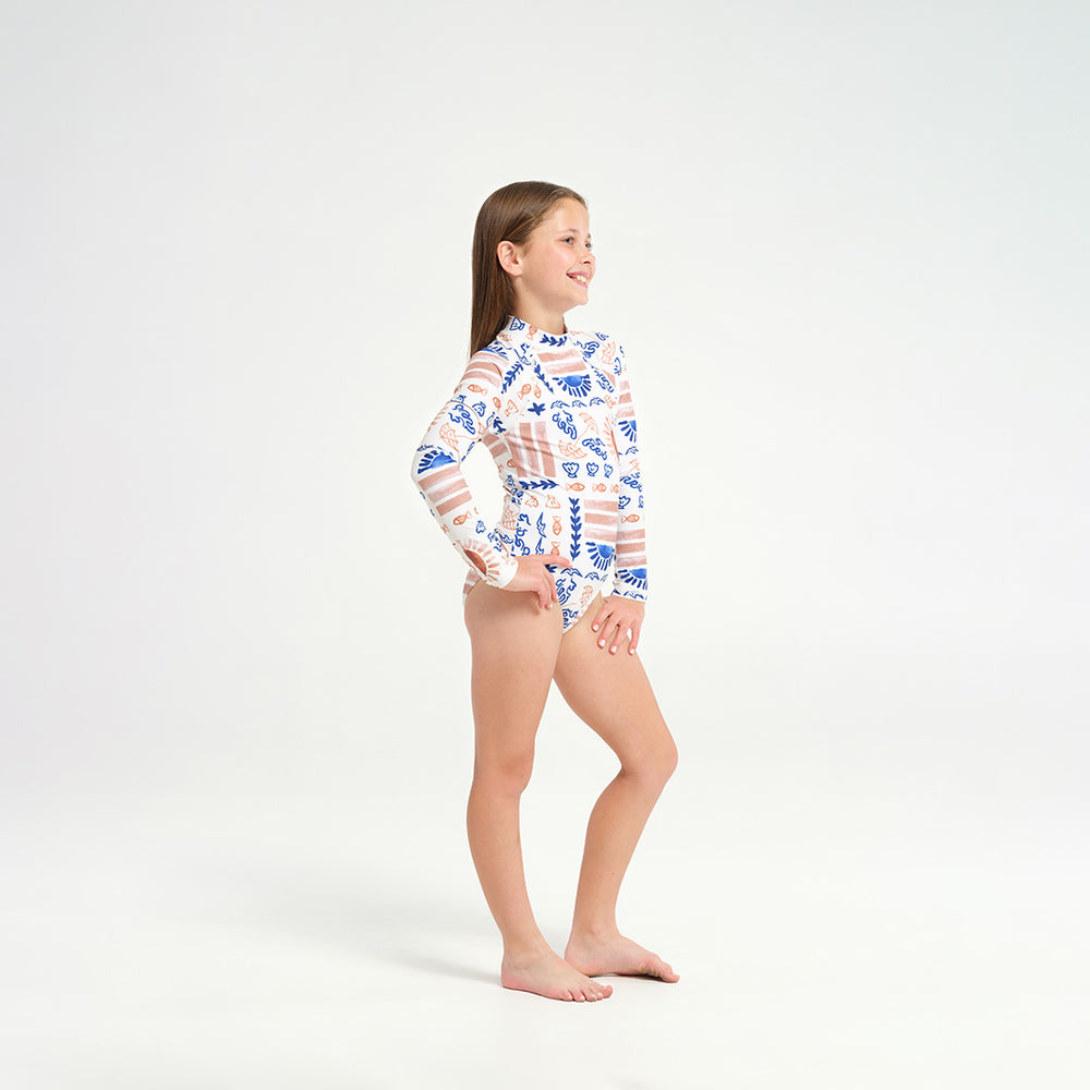 Cancer Council | 
Kids Sunrise LS Paddle Suits - Side |  UPF50+ Protection