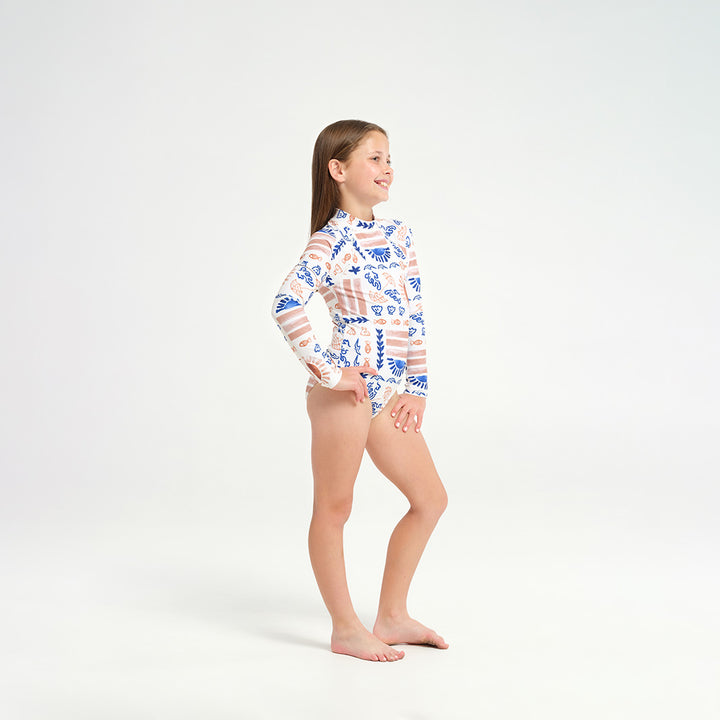 Cancer Council | 
Kids Sunrise LS Paddle Suits - Side |  UPF50+ Protection