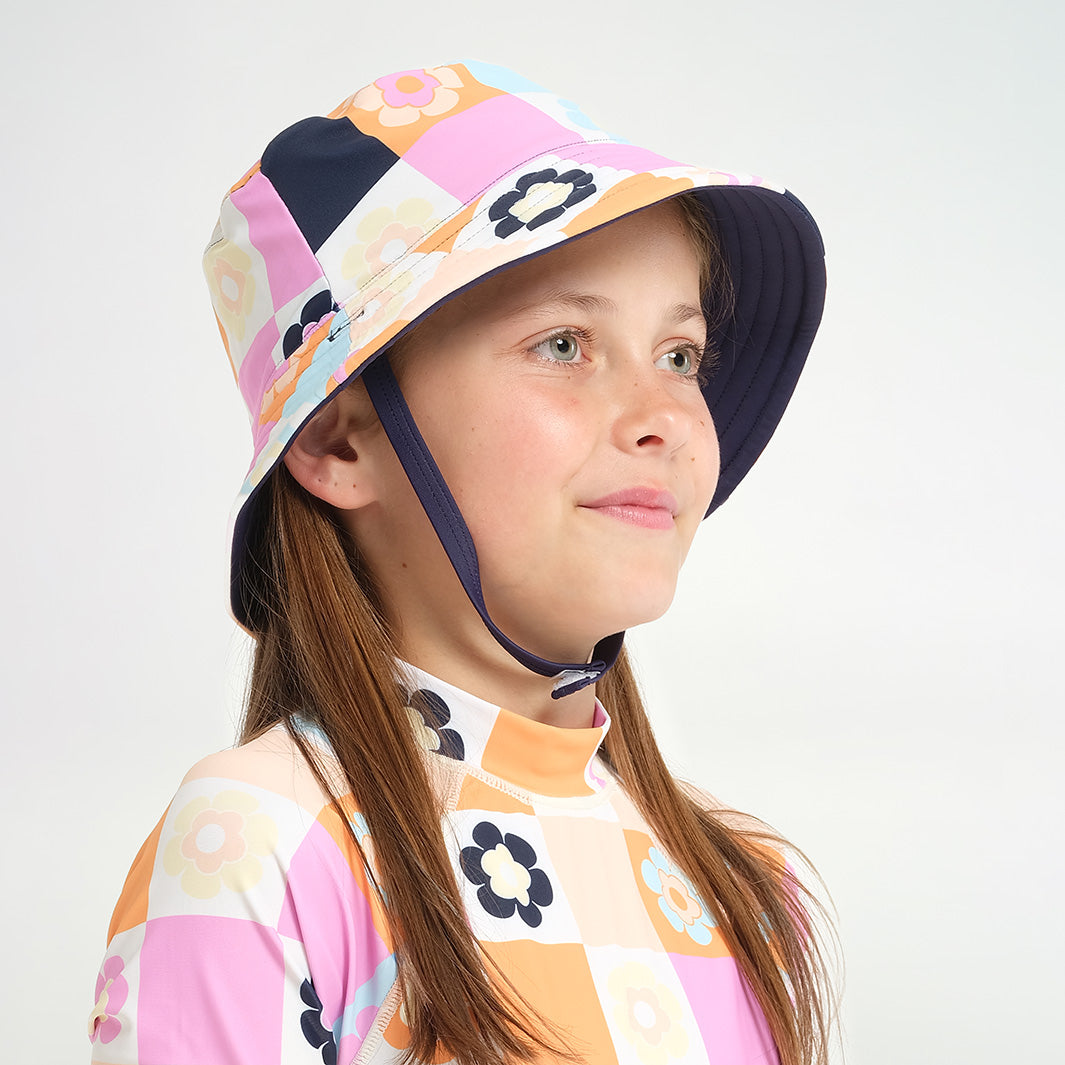 Cancer Council | Kids Patch Reversible Bucket Swim Hat - Lifestyle | Multi Coloured | UPF50+ Protection