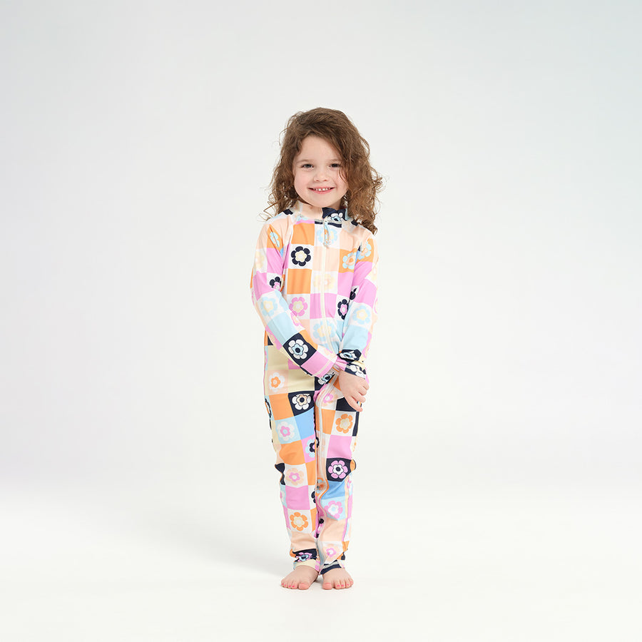 Cancer Council | Infant Patch LS Swim Zip Suit - Front |  UPF50+ Protection