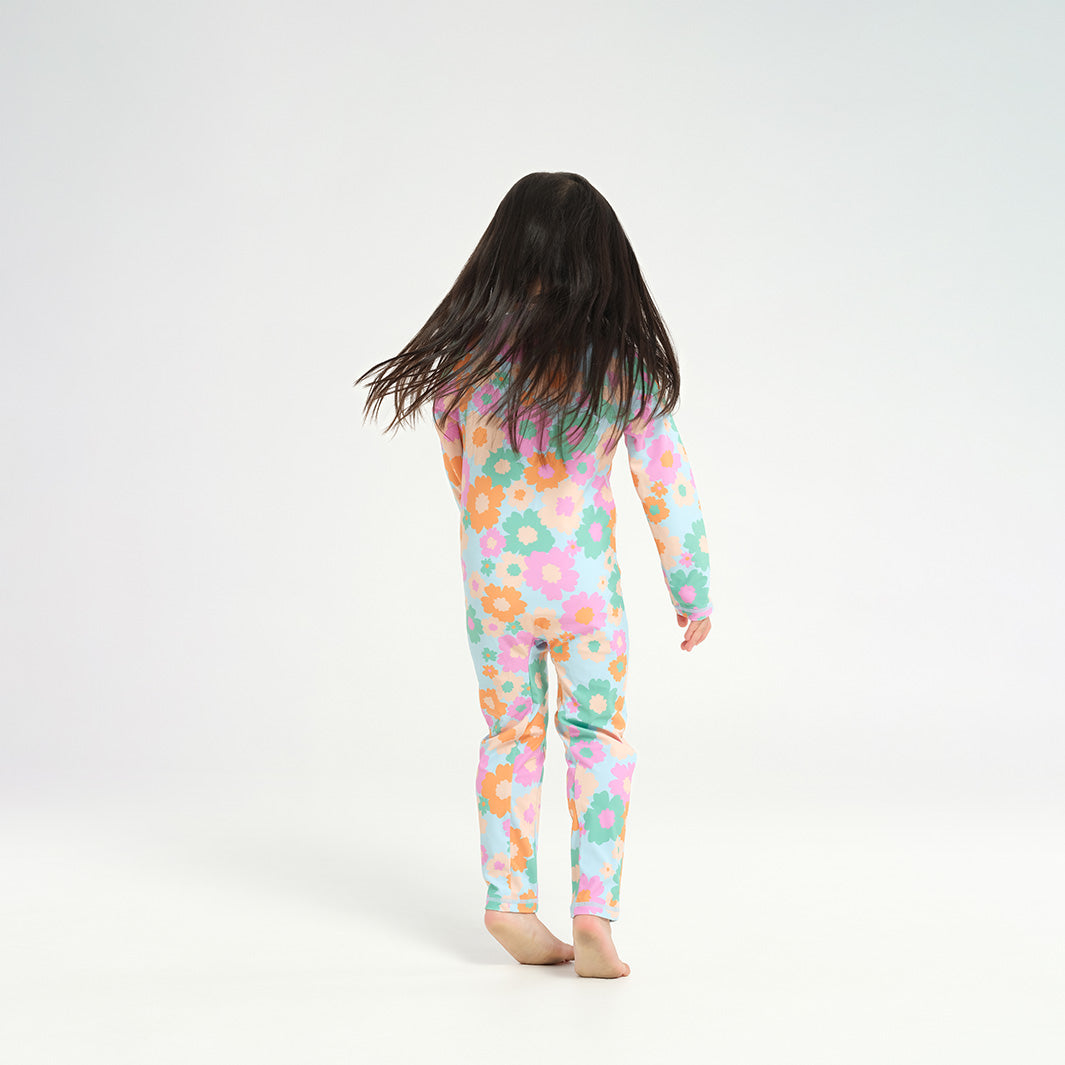 Cancer Council | Infant 60s Floral LS Swim Zip Suit - Back |  UPF50+ Protection