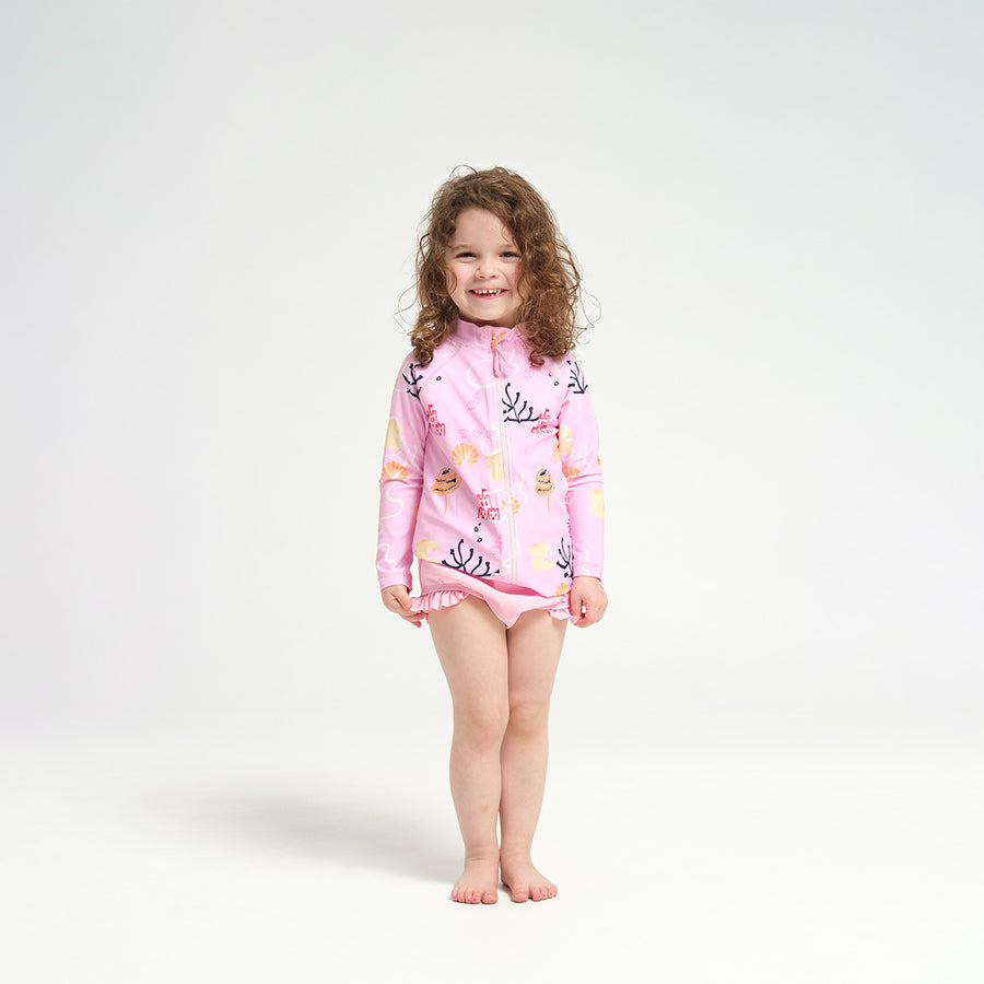 Cancer Council | 
Infant Coral Reef LS Swim Jacket - Front |  UPF50+