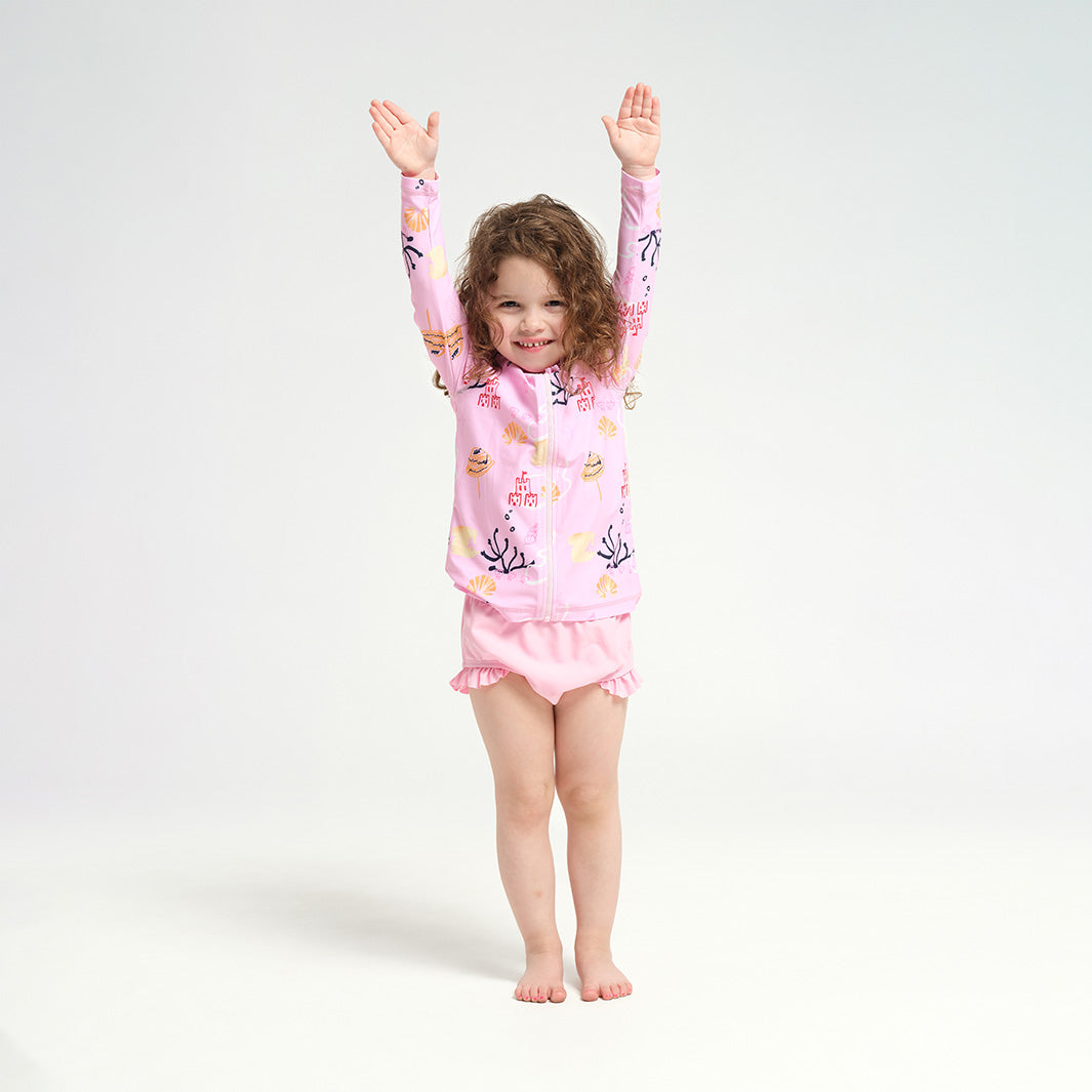 Cancer Council | 
Infant Coral Reef LS Swim Jacket - Hands Up |  UPF50+