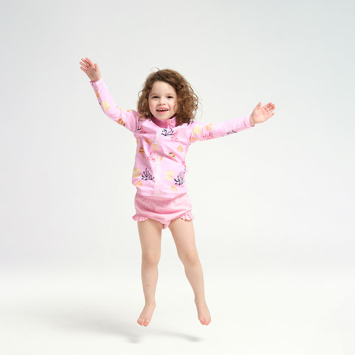 Cancer Council | 
Infant Coral Reef LS Swim Jacket - Jumping |  UPF50+