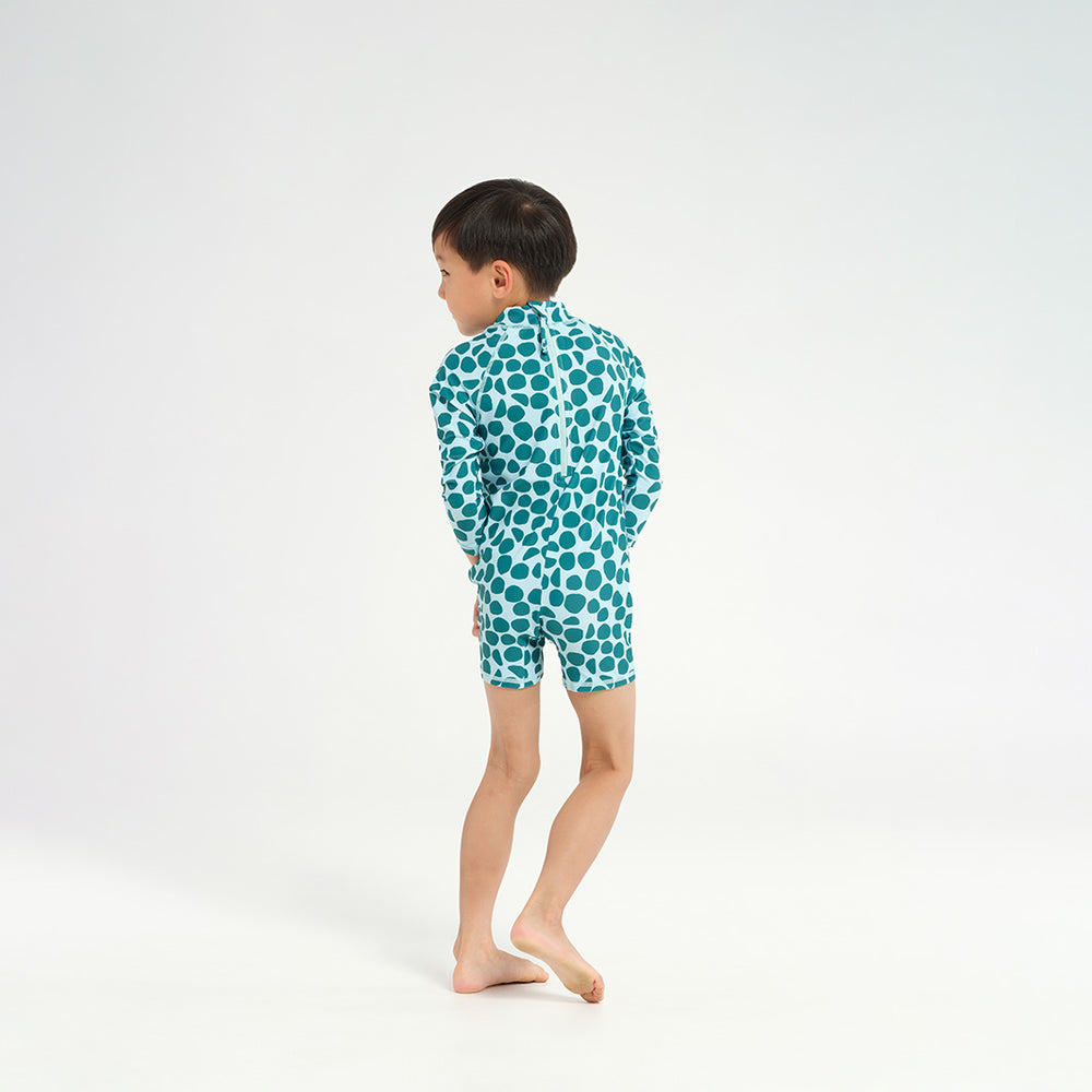 Cancer Council | Infant Polka Dot LS Swim Zip Suit - Back |  UPF50+ Protection