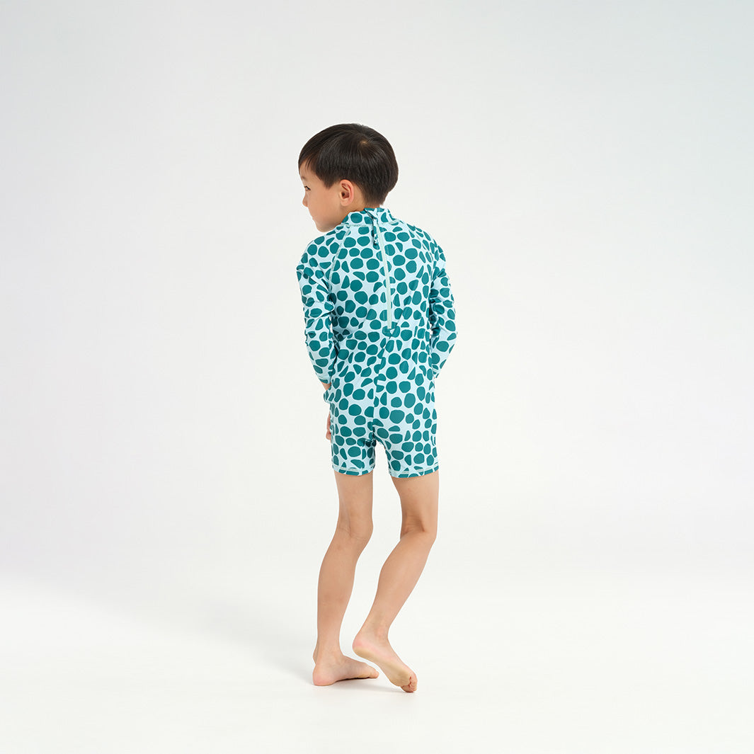 Cancer Council | Infant Polka Dot LS Swim Zip Suit - Back |  UPF50+ Protection