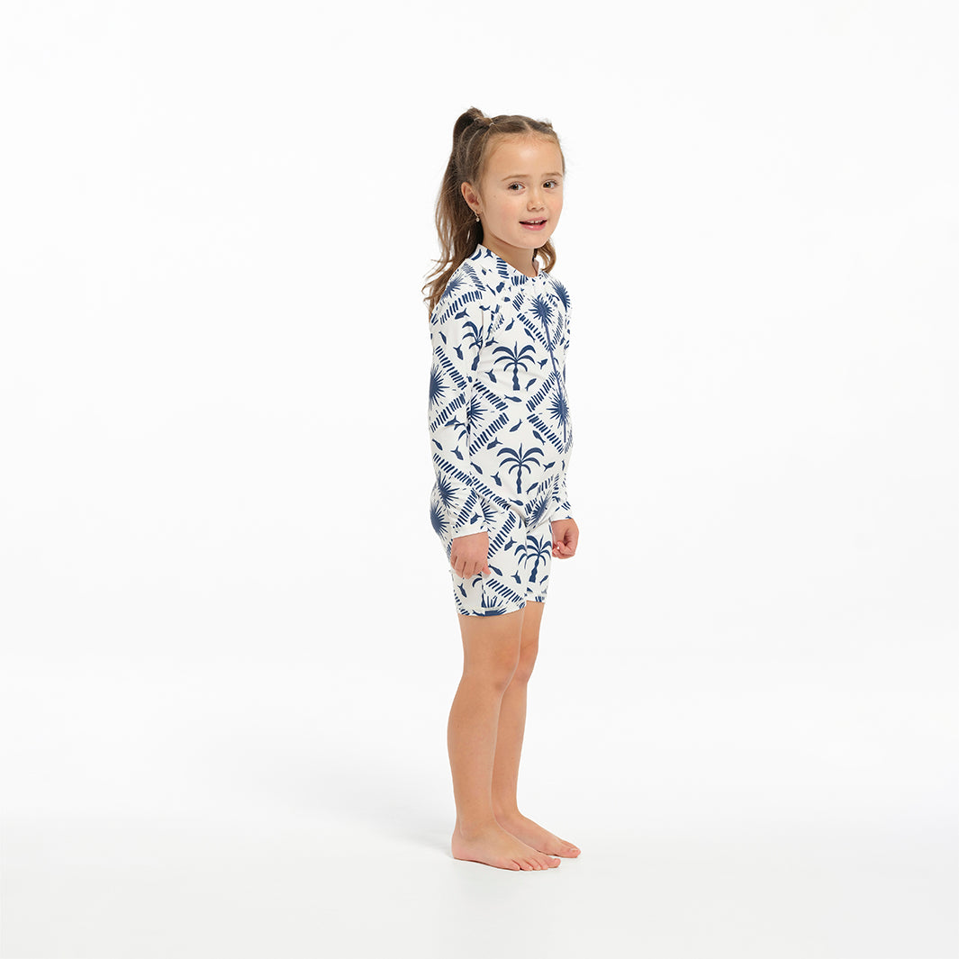 Cancer Council | Infant Resort Palm Zip Suit - Alternative Side | Blue | UPF50+ Protection