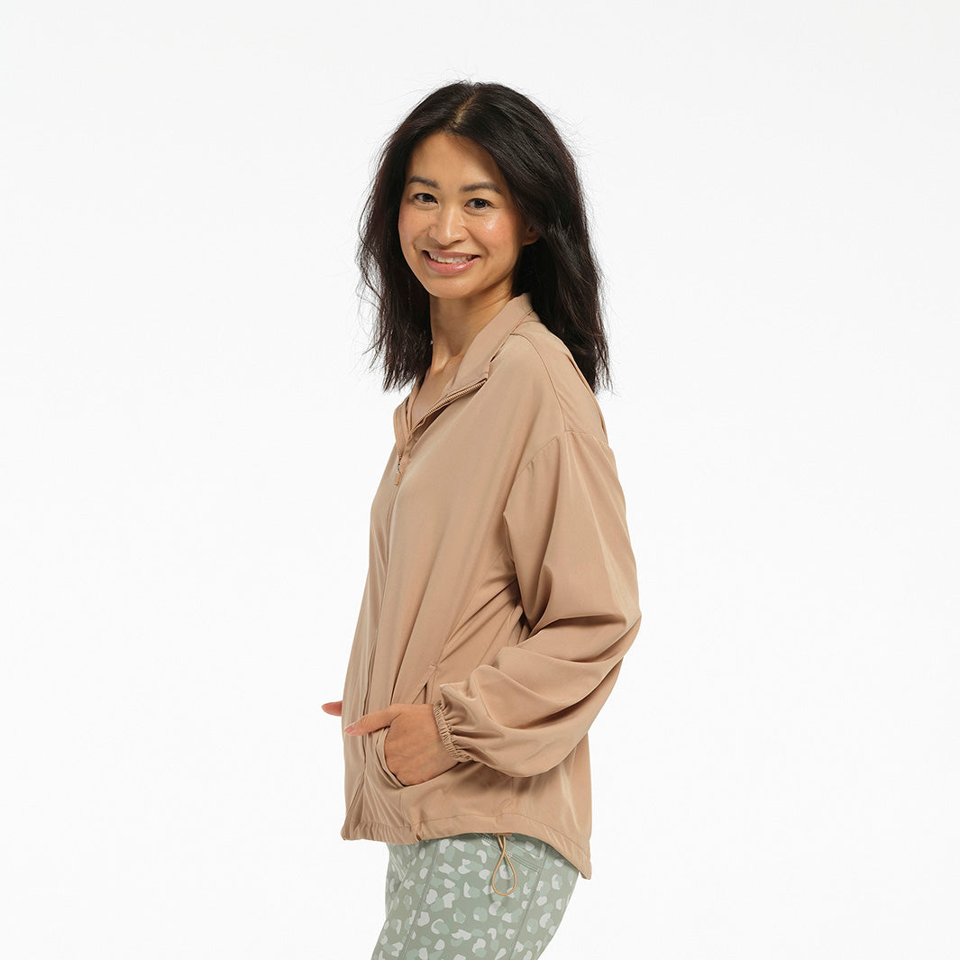 Cancer Council | Womens Weather Protection Jacket - Side Pockets | Beige | UPF50+ Protection