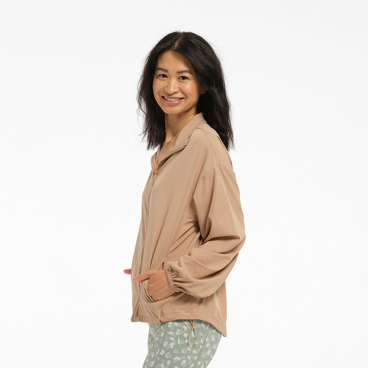 Cancer Council | Womens Weather Protection Jacket - Side Pockets | Beige | UPF50+ Protection