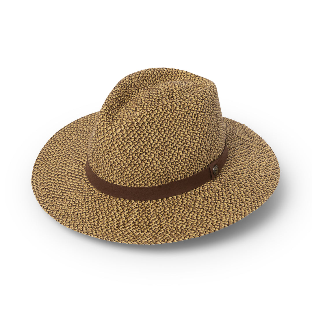 Cancer Council | Outback Lightweight Fedora - Angle | Chocolate | UPF50+ Protection