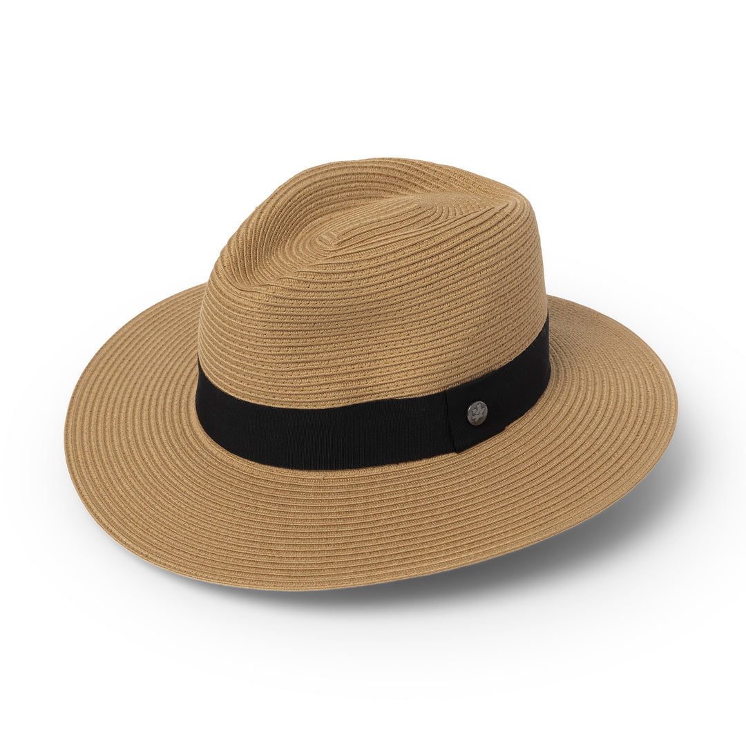 Cancer Council | Café Fedora Hat - Angle | Camel | UPF50+ Protection