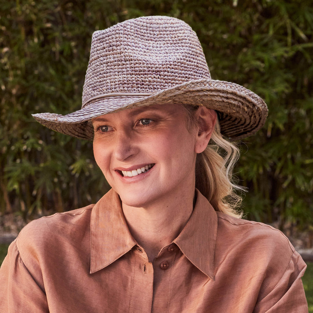 Bobbie Raffia Cowboy Hat - Mushroom