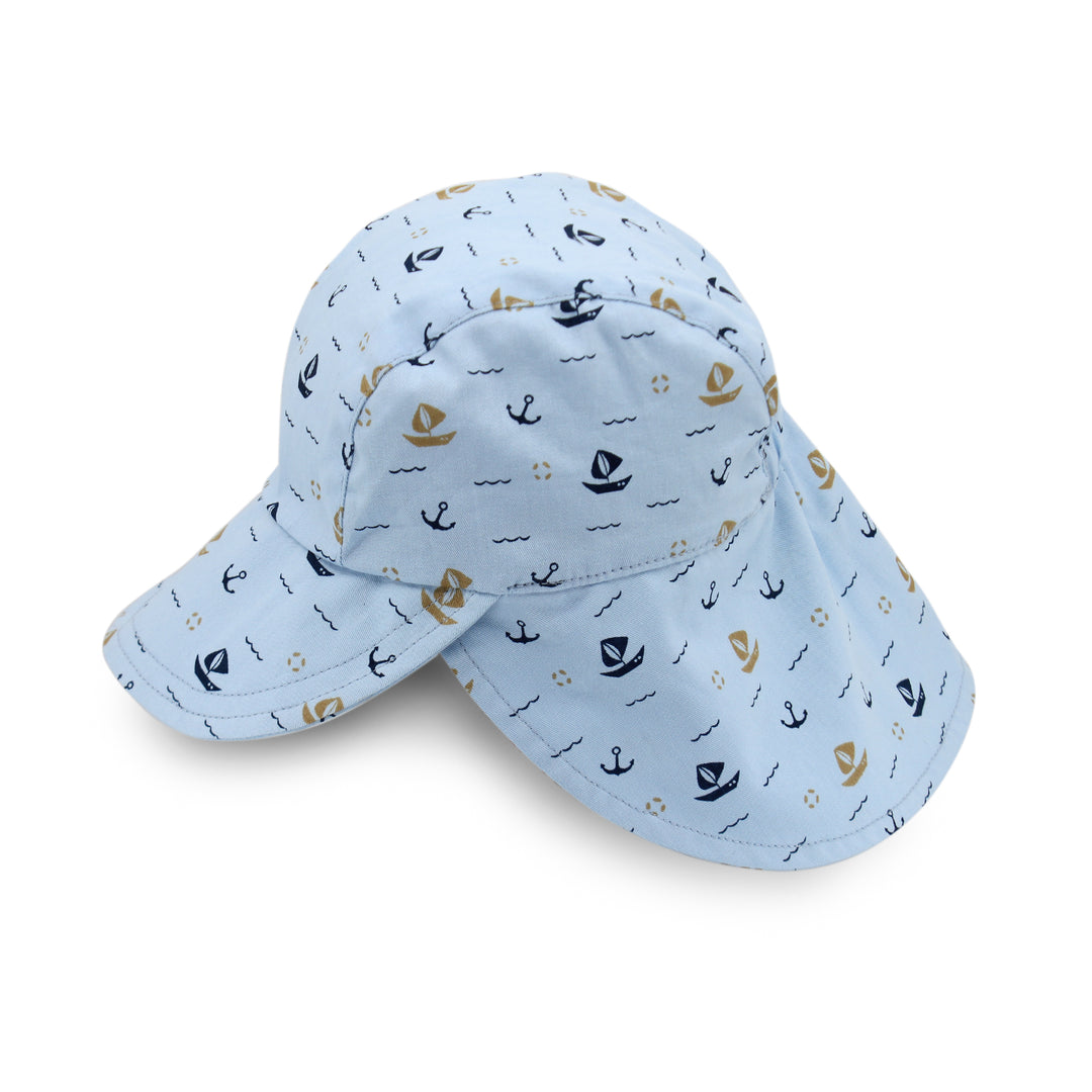 Cancer Council | Sandy Legionnaire Hat - Side | Blue Boats | UPF50+ Protection