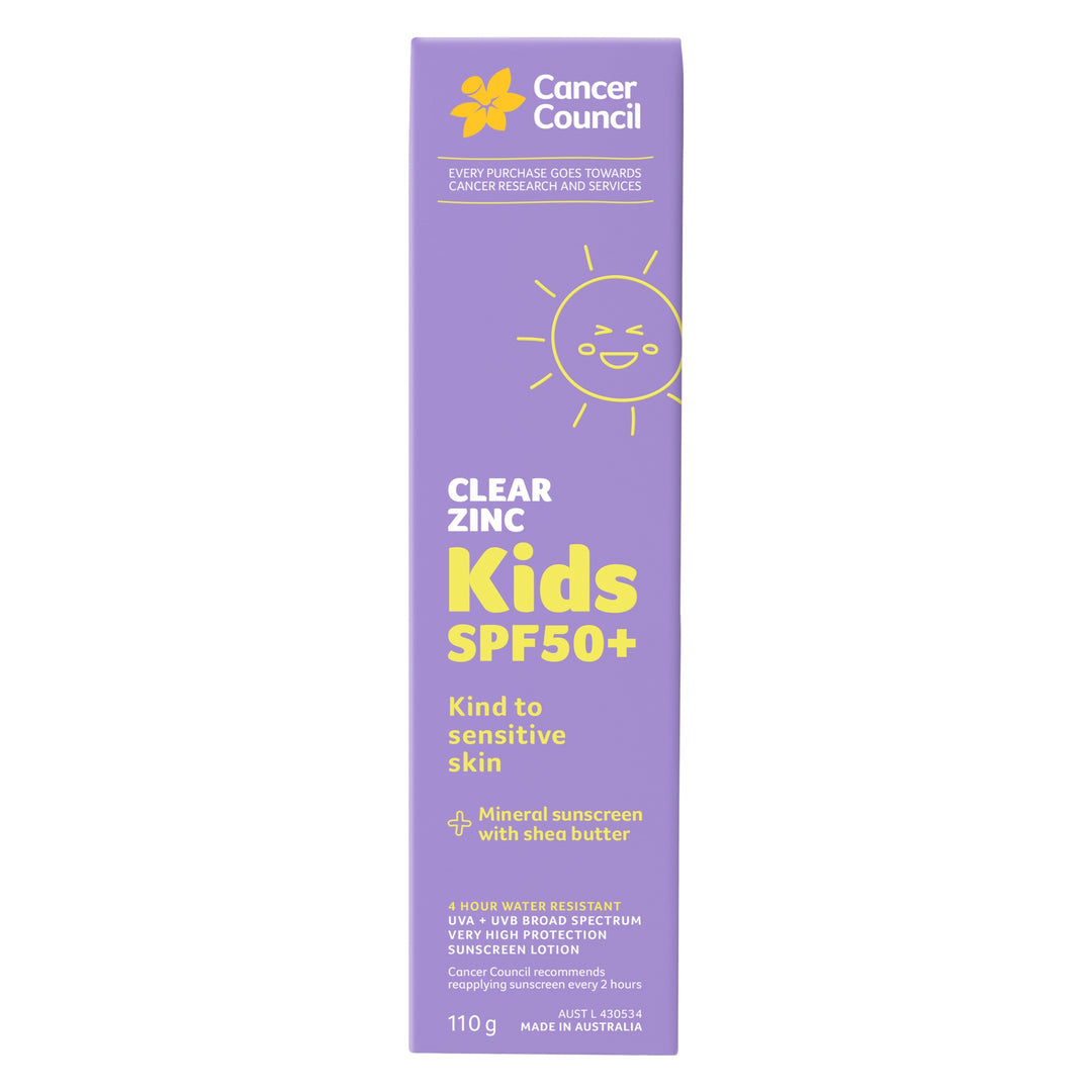 Clear Zinc Kids Sunscreen SPF50+ 110g - Front Carton