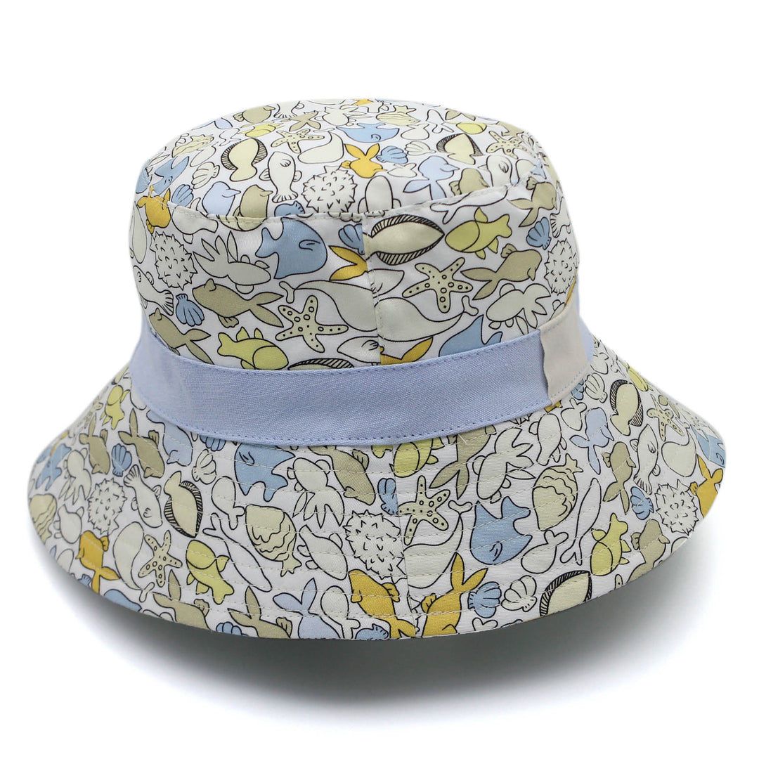 Cancer Council | Mario Bucket Hat - Side | Blue Fish | UPF50+ Protection