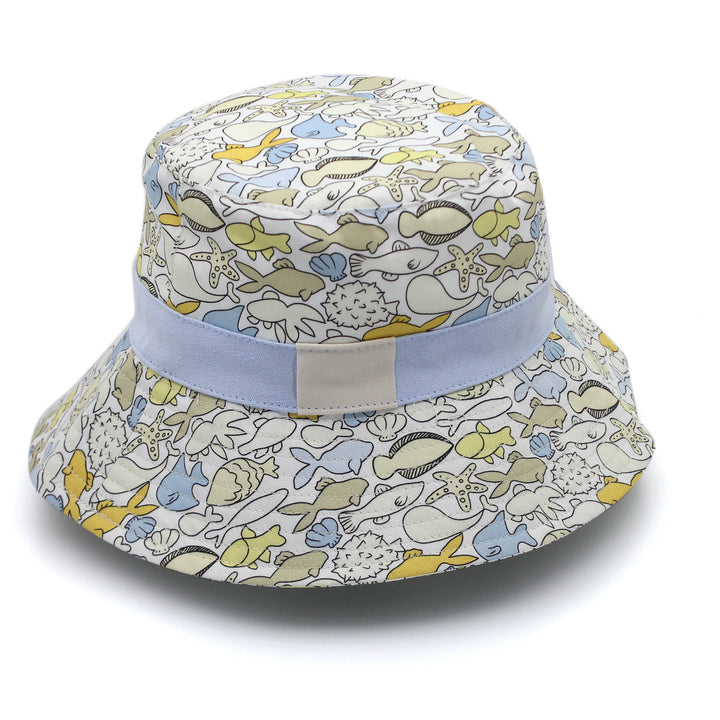 Cancer Council | Mario Bucket Hat - Front | Blue Fish | UPF50+ Protection