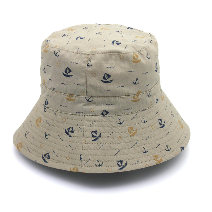 Cancer Council | Mario Bucket Hat - Side | Khaki Boats | UPF50+ Protection