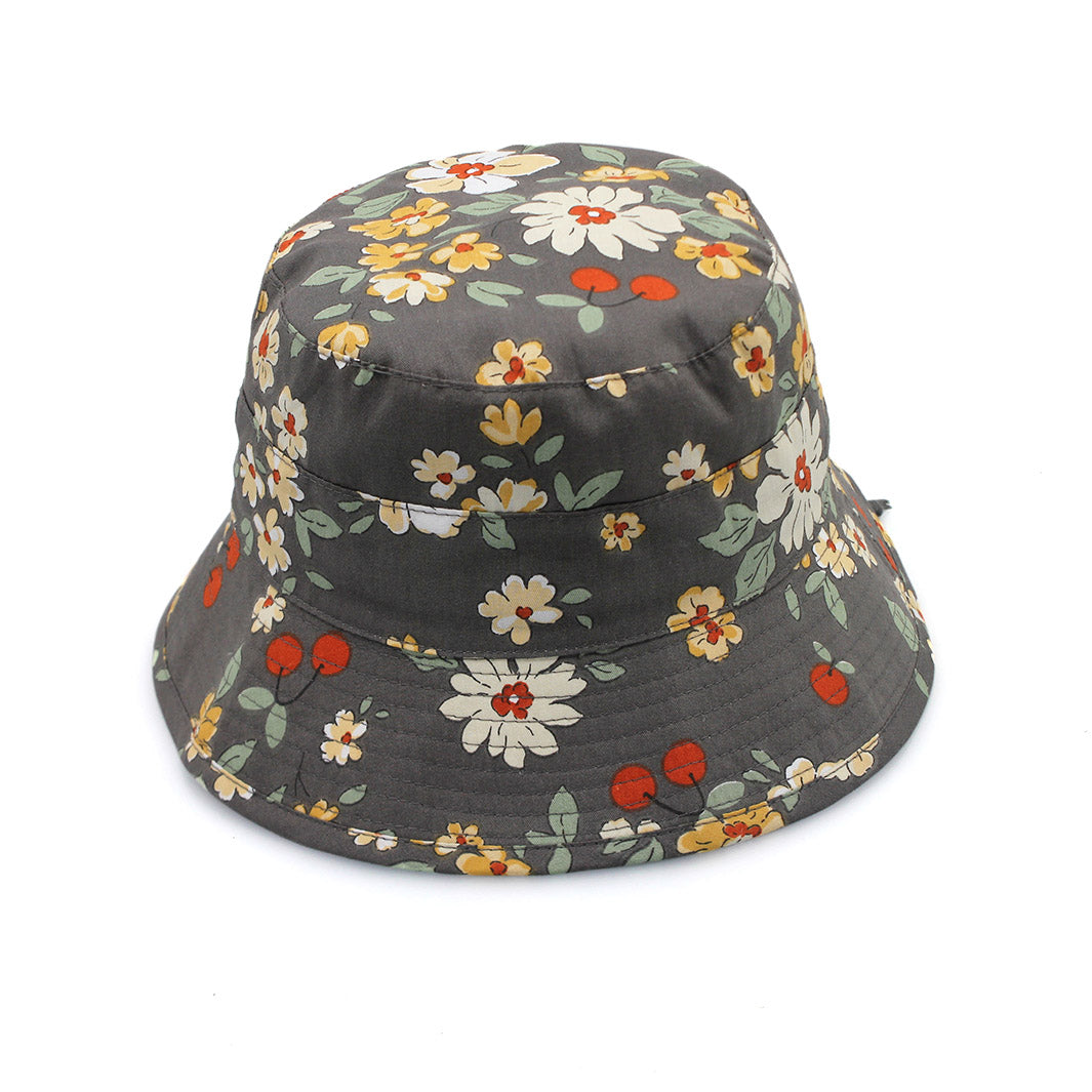 Cancer Council | Dora Bucket Hat - Front | Grey Flowers | UPF50+ Protection