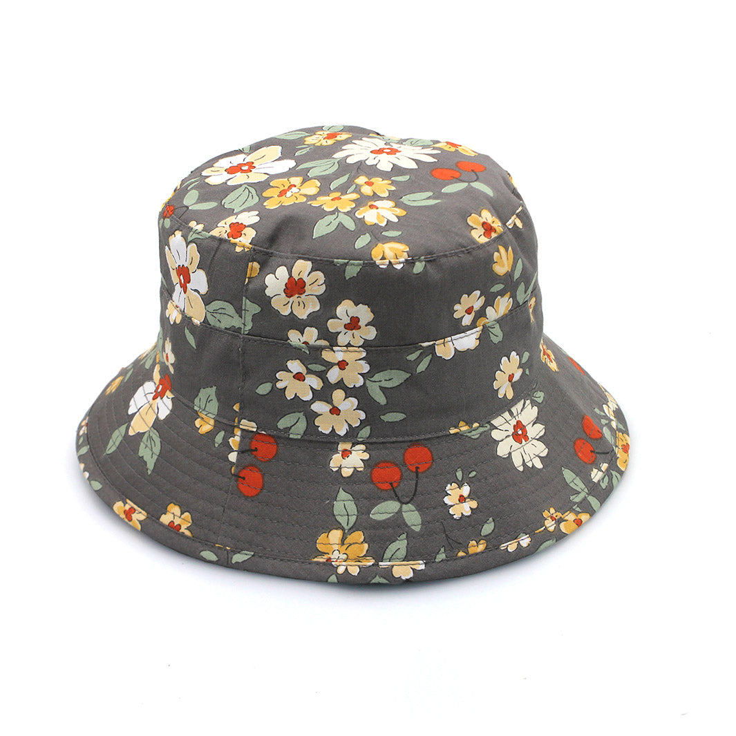 Cancer Council | Dora Bucket Hat - Front | Grey Flowers | UPF50+ Protection