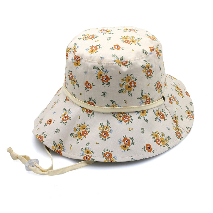 Cancer Council | Dora Bucket Hat - Back | Beige Flowers | UPF50+ Protection