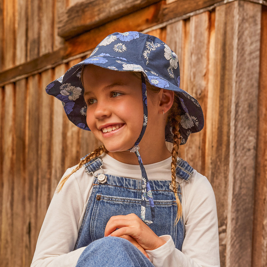 Cancer Council | Flora Bucket Hat - Lifestyle | Navy Flowers | UPF50+ Protection