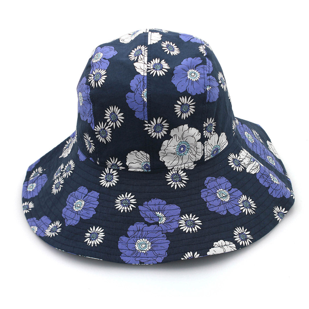 Cancer Council | Tammy Bucket Hat - Back | Navy Flowers | UPF50+ Protection