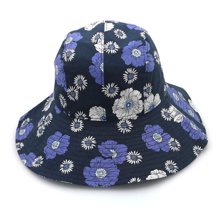 Cancer Council | Tammy Bucket Hat - Back | Navy Flowers | UPF50+ Protection