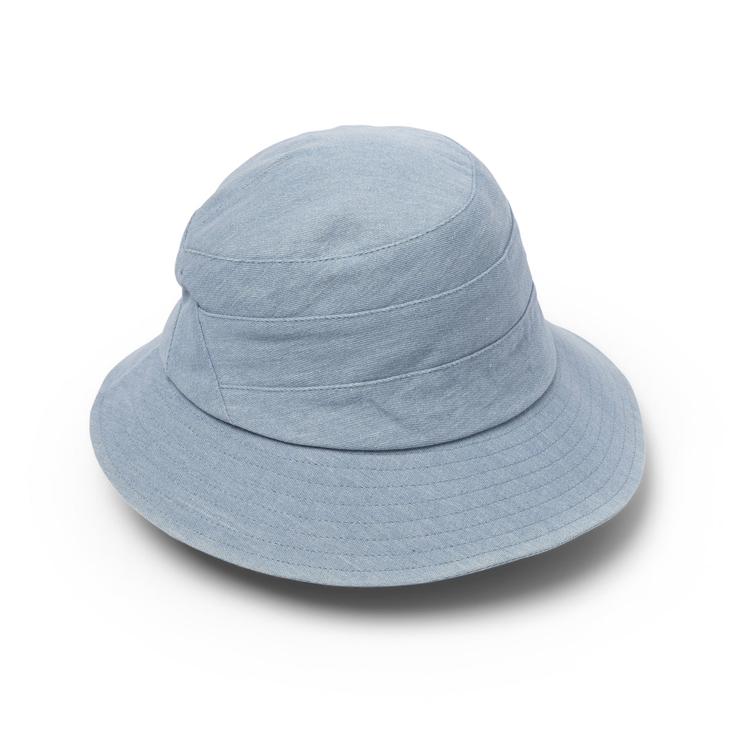 Cancer Council | Golf Bucket Hat - Angle | Denim | UPF50+ Protection