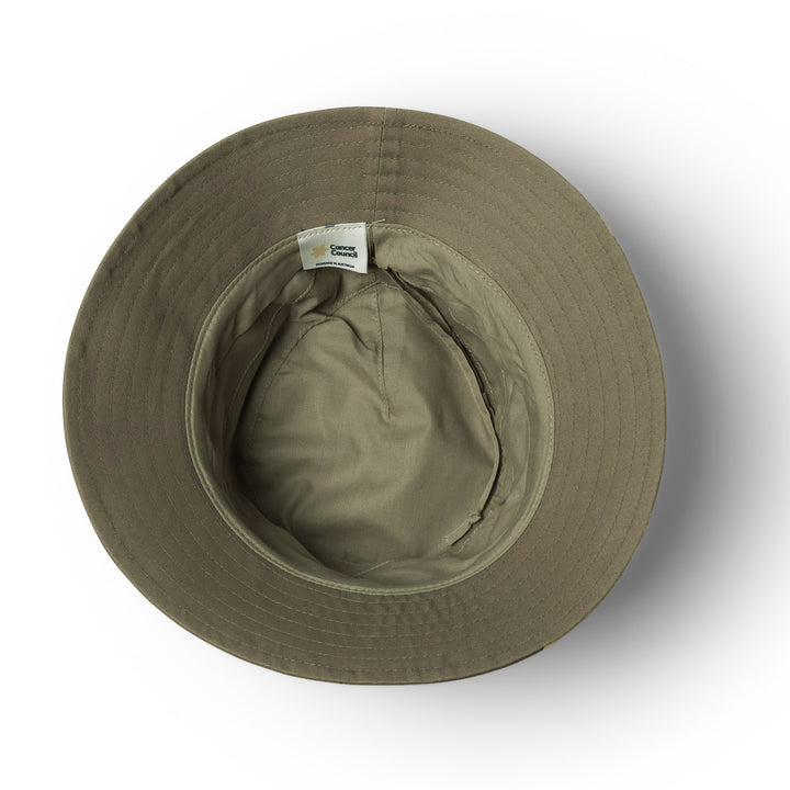 Cancer Council | Golf Bucket Hat - Under Brim | Khaki | UPF50+ Protection