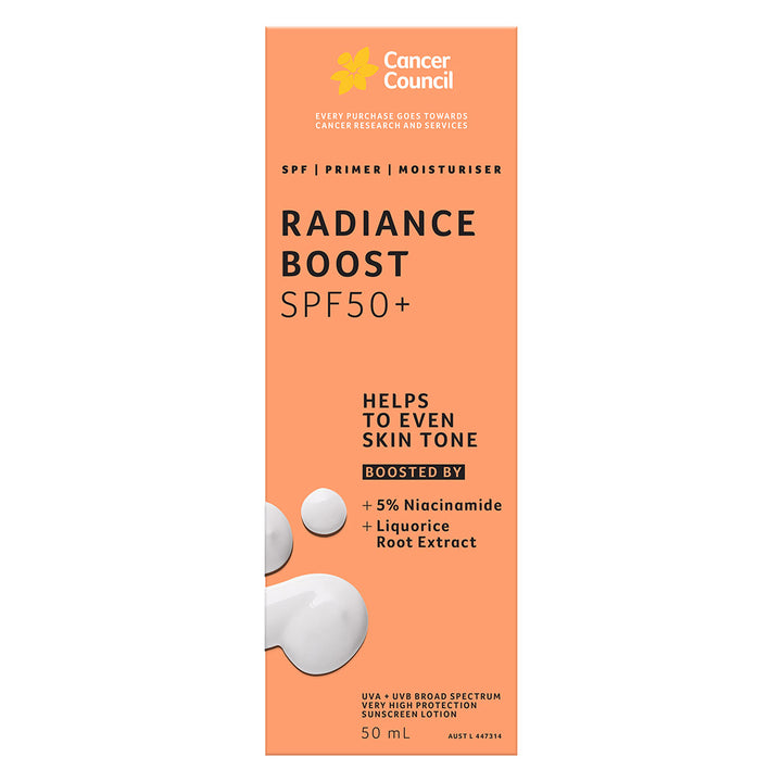 Radiance Boost SPF50+ 50ml - Front Box