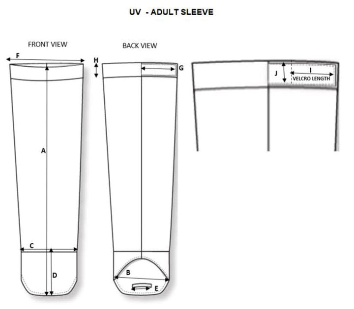 Unisex Sun Sleeve - Size Guide