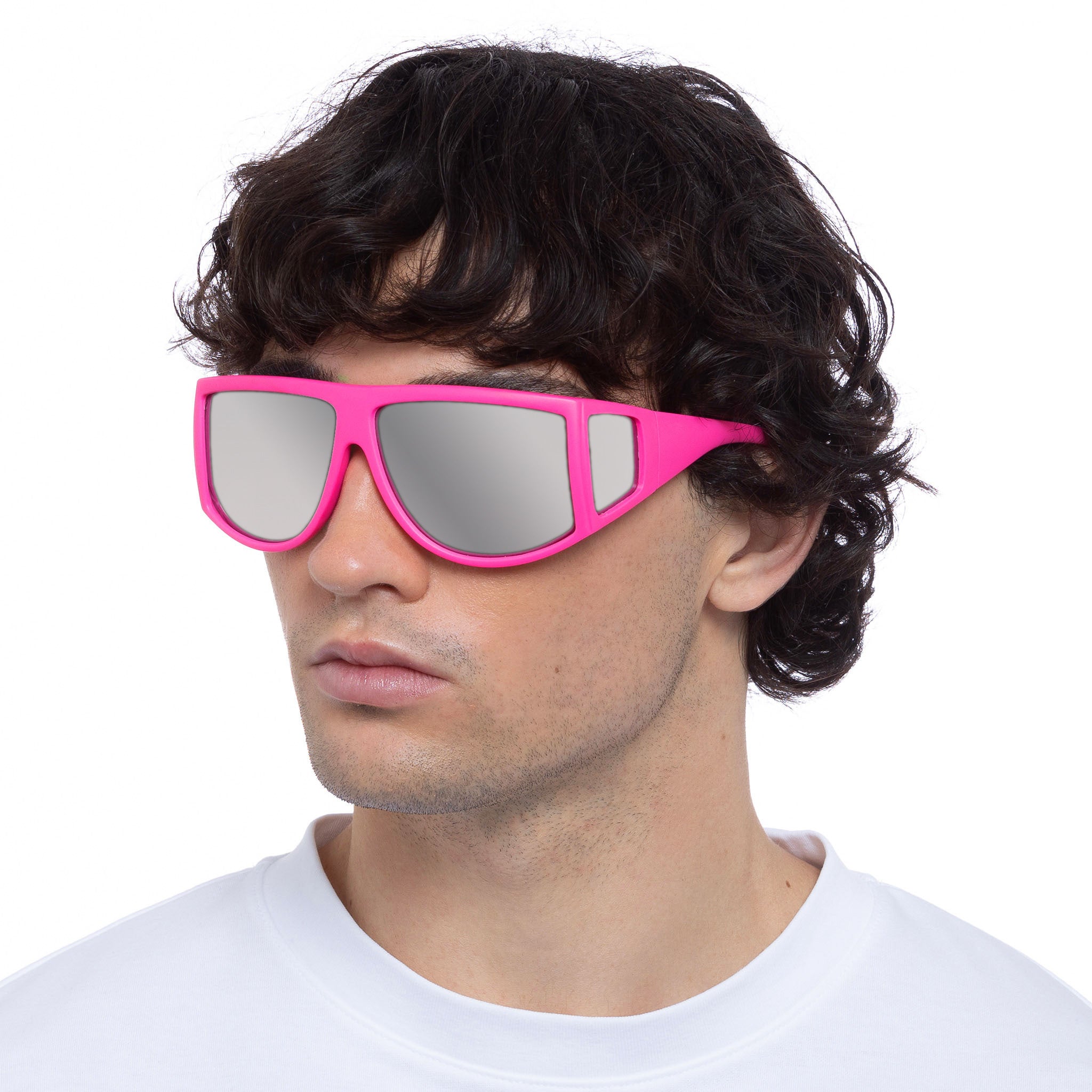 ASOS DESIGN slim rectangle sunglasses with pink lens in crystal pink -  ShopStyle