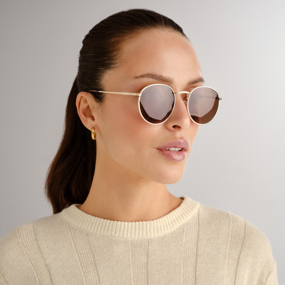 Enviro Round Metal Sunglasses - Gold Lifestyle