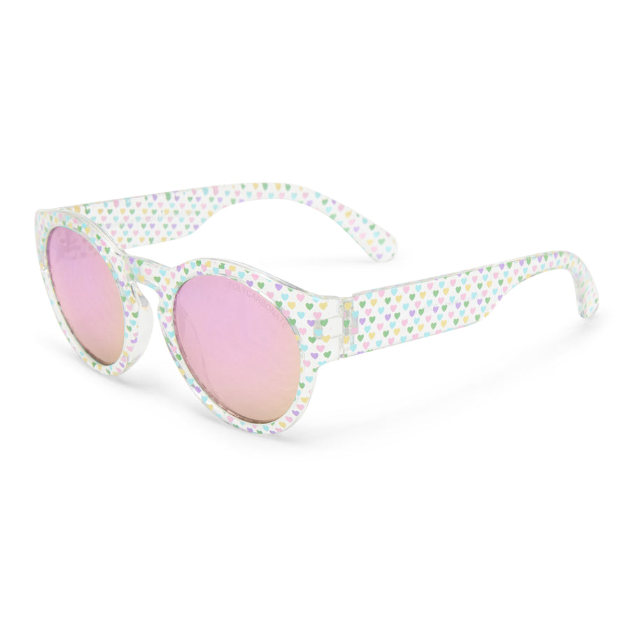 Cancer Council | Sparrow Sunglasses | Clear/Rainbow Hearts | Angle