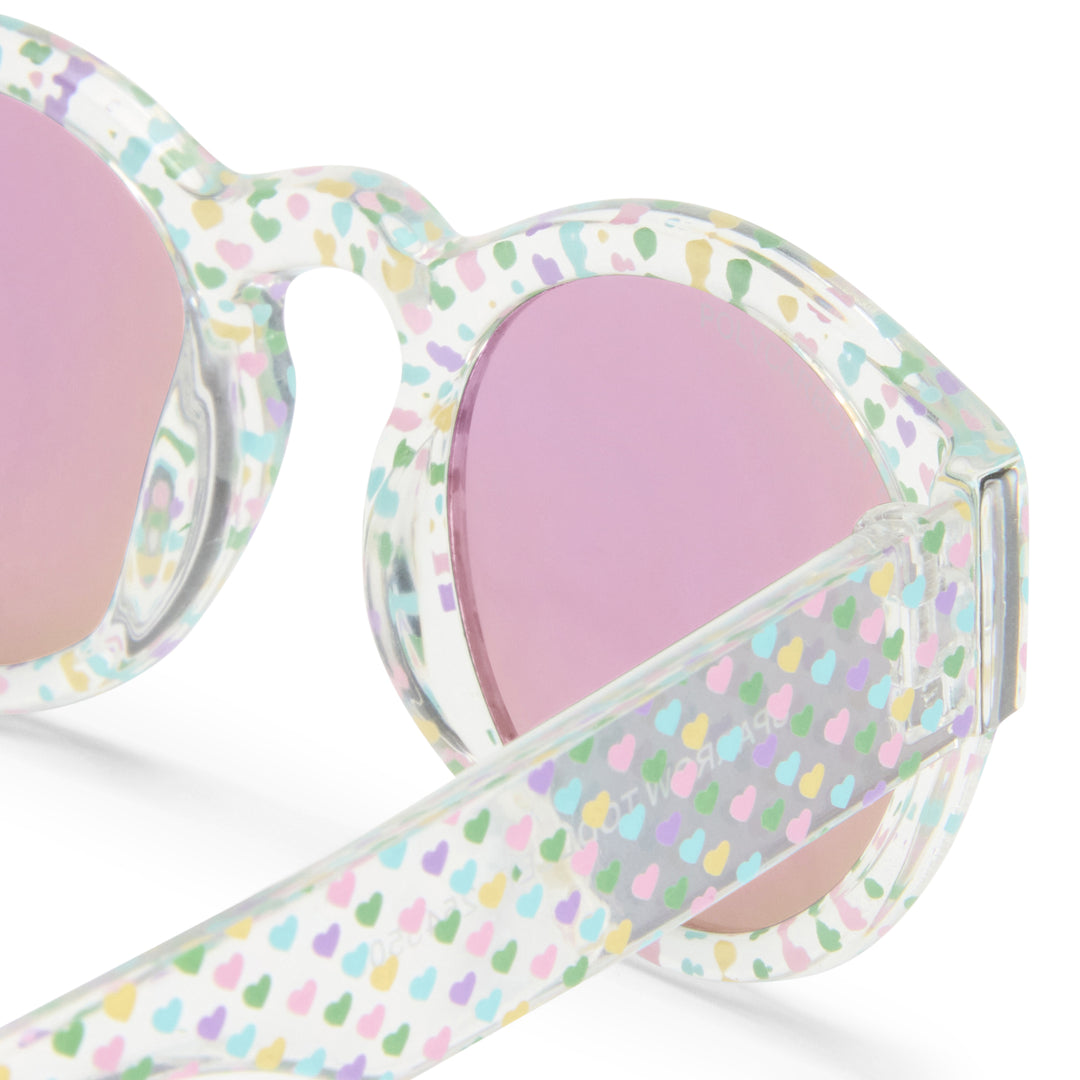 Cancer Council | Sparrow Sunglasses | Clear/Rainbow Hearts | Zoom Detail