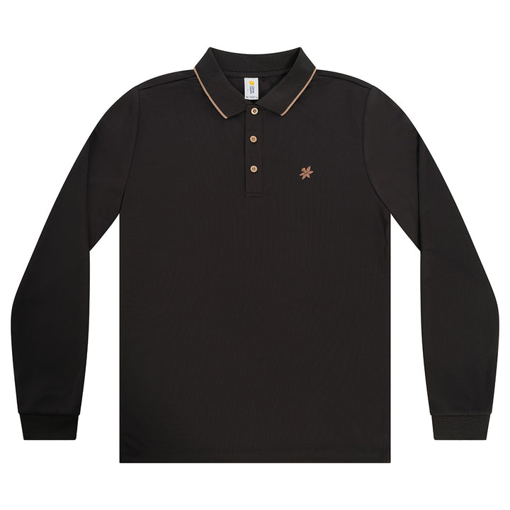 Cancer Council | Mens Long Sleeve Polo - Flat | Charcoal | UPF50+ Protection